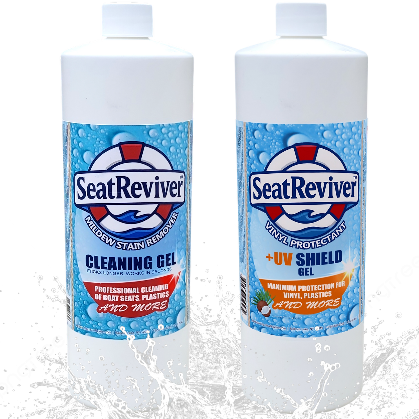 Seat Reviver™ Boat Seat Restore & Protect Kit | Mildew Remover + UV Protectant Gel for Vinyl, Plastics & More