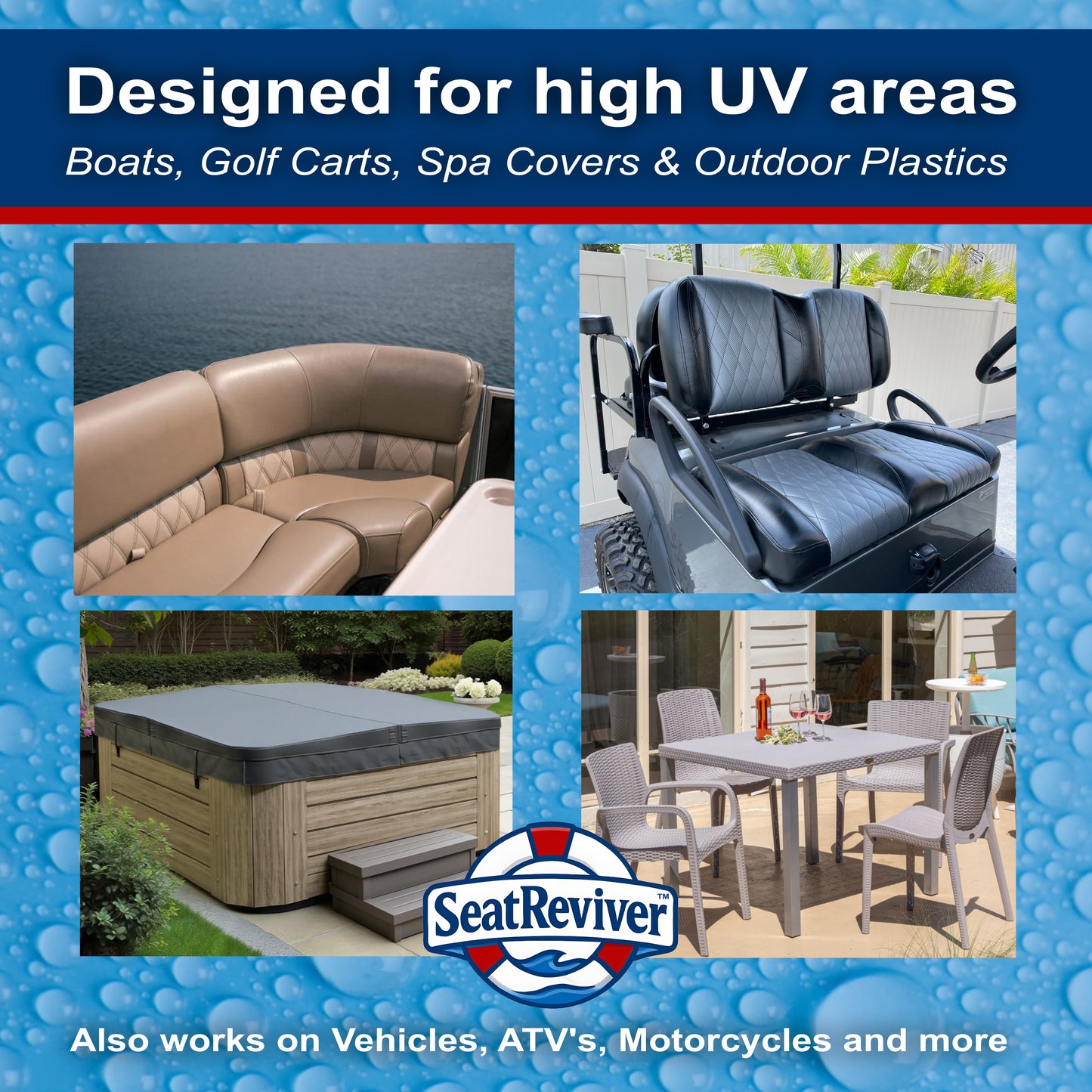 Seat Reviver™ Boat Seat Restore & Protect Kit | Mildew Remover + UV Protectant Gel for Vinyl, Plastics & More