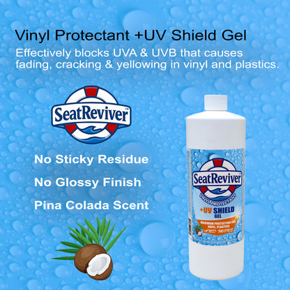 Seat Reviver™ Vinyl Protectant +UV Shield | For Boat Seats, Outdoor Vinyl and Plastics