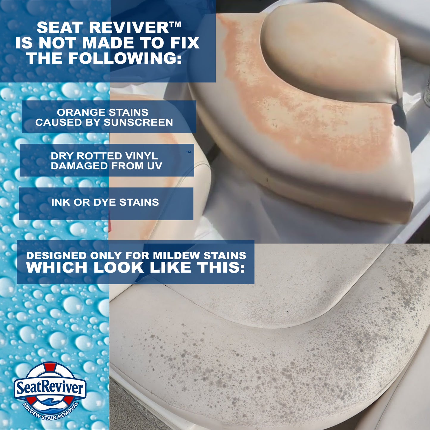 Seat Reviver™ Mildew Stain Remover Cleaning Gel | For Boat Seats, Vinyl & Plastics